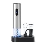 ELMWAY Electric Wine Opener Set, Battery Operated Wine Bottle Opener with Storage Base/LED Indicator, Wine Corkscrew Remover, Automatic Wine Opener Gift for Home Bars(4 x AA Batteries Not Included)