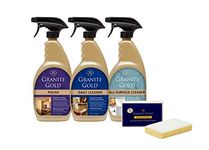Granite Gold Streak-Free Cleaning for Granite, Marble, Travertine, Quartz, Natural Stone Countertops, and Floors, Polyurethane, 4-Piece Bundle