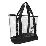 DALIX 20" Clear Shopping Tote Grocery Bag with Small Cosemetic Case (Transparent)
