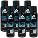 adidas Ice Dive Deodorant Body Spray for Men Long-Lasting Fresh Feeling Without Aluminium Pack of 6 x 150 ml