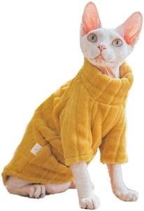 Turtleneck Sweater for Sphynx Cat Soft Coral Fleece Cat Clothes Thick Winter Warm Outfit Coat for Hairless Cats and Small Dogs Apparel with Sleeves (Ginger, XL (9-13 lbs))