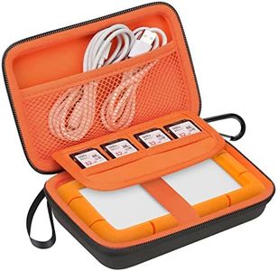 Lacdo Hard Drive Carrying Case for LaCie Rugged/Rugged Mini/Rugged Thunderbolt USB-C External Hard Drive Portable HDD LAC9000298 1TB 2TB 4TB 5TB EVA Shockproof Protective Storage Travel Bag,Orange