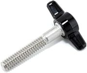 1/4"-20 x 1-1/2" Thumb Screw Stainless Steel - Black Tee Wing Plastic Knob - Standard/Coarse Thread Thumbscrew - Length: 1.500" - Proudly Built in USA - Package of (4)