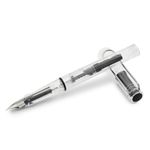 BUZZ COOL White Transparent Fountain Ink Pen With Ink Converter Pump | Clear Transparent Body Fountain Pen with Fine Nib(0.5mm) | Zero Ink Leakage Smooth Writing Ink Pen