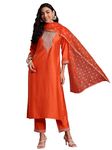 INDO ERA Women's Embroidered Viscose Straight Kurta & Pant With Dupatta Set (IEPND7839_Medium)