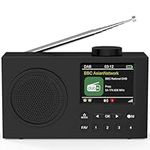 Mycket DAB Radio Portable, DAB Plus Digital Radio, FM Radio, Small Kitchen Radio Mains and Battery, Dual Alarms Clock, Sleep Timer, 40 Presets Stations, Headphone port, 2" Large Colour Display