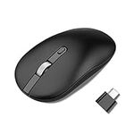 Type C Wireless Mouse, cimetech 2.4G Silent Computer Mice with Type-C Receiver Portable USB C Cordless Mouse for Laptop Mac, 3 Adjustable DPI for Windows XP/Vista/7/8/8.1/10/Linux/Mac OS (Black)