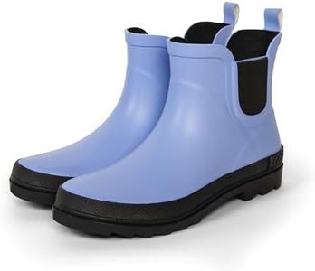 ShedRain Chelsea Rain Boot, Waterproof Ankle Rainboots for Women, Slip-Resistant Rubber Sole, Periwinkle/Black