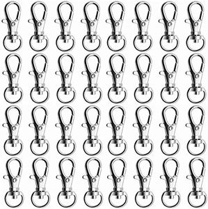 Hysagtek Swivel Snap Hooks (100 Pcs), Silver, Lobster Claw Clasp, Lanyard Clips, Key Rings for Crafts, Jewelry Making Findings