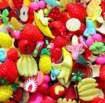 Random 30pcs Cute Candy Resin Charms Beads Fruit Dessert Ice Cream Plastic Slices Flatback Buttons for Handcraft Accessories Scrapbooking Phone Case Decor(Fruit)