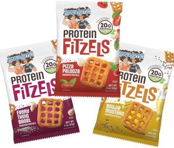 Lenny & Larry's FITZELS Variety Pack, 3 Flavors, 12 Count- Savory Pretzel Snacks Incredibly Tasty, High Protein Salty, Vegan, 20 g's of Plant Based Protein, 3 oz Each