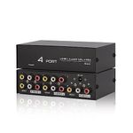 1 in 4 out AV RCA Splitter Box 4 way, Audio Video Switcher Splitter, Synchronized Display Splitter for Computers, Televisions