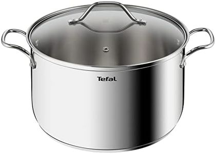 Tefal Intuition XL B8646404 Large Stainless Steel Cooking Pot 28 cm / 8 L, Induction, 5 Year Warranty, Premium 18/10 Stainless Steel, Size XL, Sturdy Handles, Glass Lid