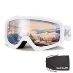 Karsaer Ski Goggles, OTG, Anti-Fog & Helmet Compatible Fit Snow Goggles for Men & Women