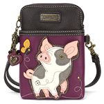 CHALA Crossbody Cell Phone Purse-Women Canvas Multicolor Handbag with Adjustable Strap, Pig - Purple, Crossbody Bag