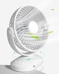 KASYDoFF Portable Desk Fan, Clip on USB Rechargeable Fan, 3 in 1 Oscillating ＆ 120° Rotation Mini Fan, 4 Speed ＆ Timer Cooling Table Fan for Bedroom, Stroller, Travel, Camping