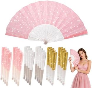 KSXTSD 24 Pcs Glitter Rave Fan Folding Hand Fans, Handheld Clacking Fans