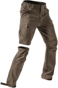 Moosehill Men's-Hiking-Pants Convertible Quick-Dry Water-Resistant Lightweight Zip-Off Outdoor for Hunting, Fishing, Safari with 5 Deep Pockets (Brown, 30W*30L)