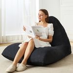 Homguava Bean Bag Chair Sofa Memory Foam Pre-Filled Bean Bag Chairs Stuffed Beanbag Sofa Lazy Bean Bag Sofa for Adults, Teens for Gaming, Reading & Relaxing(Linen, Black)