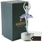 Gift for Mom- Chrome Plated Silver Ballet Dancer Wind-Up Music Box “Memory” | Table Top Ornament w/Purple Crystals | Chrome Plated Home or Bedroom Décor | Girls, Women, Ladies