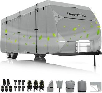 Umbrauto RV Cover Fits 24-27ft Travel Trailer: Lightweight, Waterproof Camper Cover for Toy Hauler, Winter Campsite, with Gutter Covers, Tongne Jack Covers, Windproof Straps
