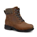 Comfy Moda Winter Boots for Women Waterproof, Wool Lined Leather Snow Boots, Hunter II, Antique Brown Size 10