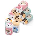 Cute Erasers, Kawaii Animal Pencil Small Eraser, Cartoon Cat Fun Rubber Novelty Creative Kids Drawing Eraser Bulk Accessory Office Back to School Supplies for Children Adults Students (9 Pack)