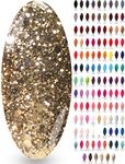 Luxury Gold Nail Gel Polish - (Aztec Gold) Glitter Diamond for Gel Nail Lamps Bright Ultimate Sparkle Spring Summer Winter Favourite Top Selling Best NYK1 Nailac Soak Off Colour