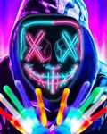 Halloween Mask with LED Gloves Halloween Costumes for Men Women -Scary LED Purge Mask Skeleton LED Glow Gloves Costumes,Light up Anonymous Scream Mask for Kids Adult Halloween Gifts (Ice blue/Pink)