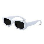 Schmonti Rectangle Sunglasses for Women Men Retro 90s Sun Glasses, UV400 Protection Square Shades, A2 White, Medium