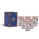 IndianArtVilla Steel Copper Glass Tumbler Set, Drinkware, Home Restaurant, 250 ML Each, 6 Pieces