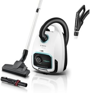 Bosch Staubsauger mit Beutel ProHygienic Serie 6 BGL6LHYG, Bodenstaubsauger, ideal für Allergiker, Hygiene-Filter, für Parkett, Teppich, Fliesen, langes Kabel, Universal-Bürste, 600 W, weiß
