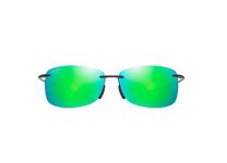 Maui Jim Akau w/ Patented PolarizedPlus2 Lenses Polarized Sport Sunglasses, Black Matte/Green Mirror Polarized, Medium