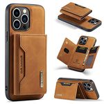 XYAJUANG Compatible with iPhone 15 Pro Max(6.7''),2 in 1 Detachable Back Cover& Leather Wallet Phone Cases ,Wallet Case with Card Holder,Leather Pocket Phone Cases (Brown)