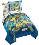 Nickelodeon Teenage Mutant Ninja Turtles Ready To Roll 5 Piece Twin Bed Set - Includes Reversible Comforter & Sheet Set Bedding - Super Soft Fade Resistant Microfiber (Official Nickelodeon Product)