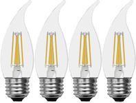 GE Relax HD Bent Tip Dimmable LED Light Bulbs (40 Watt Replacement LED Light Bulbs), 300 Lumen, Medium Base Light Bulb, Soft White, Clear Finish, 4-Pack LED Bulbs, Title 20 Compliant