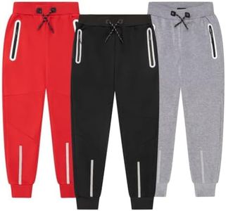 ALL IN SWEATS XS Apparel Fleece Boys Joggers 3 Pack: Boys Athletic Pants, Active Sweatpants for Boys Joggers Workout Kids Clothes (8-20), 18, Black/Red/Grey