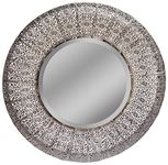 Lulu Decor, 19" Ornamental Round Silver Metal Beveled Wall Mirror, Decorative Mirror for Home & Office (Ornamental 19")