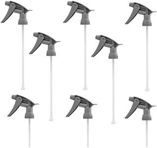 Comfort Axis Trigger Spray Chemical Resistant Sprayer Replacement for 32 oz Bottles, Gray, 9-1/2" Dip Tube, 28-400 Neck Size - 8 Pack