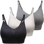 wealsex Women 1-4 Pack Maternity Breastfeeding Bras Wireless Breathable Nursing Bras Padded Anti-Sagging Sleep Bralette Large Size Bra (Black+White+Grey,2XL)