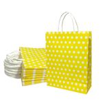 Aakriti Paper Gift Bags with Handles Polka Dot Paper Party Favor Bags for Kid’s Birthday Baby Shower Wedding Festivals Holiday Party (10 x8x3 Inch (Pack of 25), Gift Bags Polka Dot Yellow)