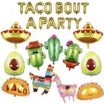 Urby Taco Bout a Party Decorations 25 pcs Giant Balloon Set, Globos Para Decoracion De Fiestas, Taco Tuesday Decorations, Hispanic Heritage Balloons, Self-Seal, Reusable.