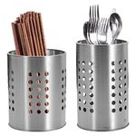 ACHANFLY 2 PCS Stainless Steel Cutlery Drainer Kitchen Utensils Holder Cutlery Holder Utensil Drainer Cooking Organiser for Spatulas Spoon and Tongs Tableware Storage (10*16.5cm/12*15cm)