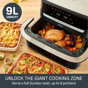 Tefal Dual Flex Air Fryer 9L – Large Capacity, Black
