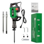 CONENTOOL 3800W Electic SDS Hammer Drill, Concrete Tile Breaker Demolition Heavy Duty, 55J 360 ° Rotary Jack Hammers with 2 Chisel Bits 2200T/min, Green