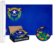 G128 Nevada State Flag | 3x5 Ft | Double ToughWeave Series Double Sided Embroidered 210D Polyester | Embroidered Design, Indoor/Outdoor, Brass Grommets, Heavy Duty, 2-ply