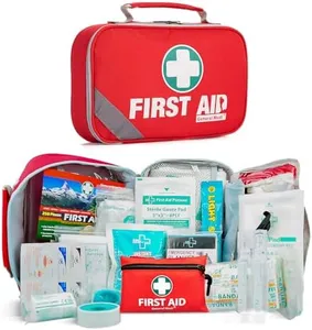 General Medi 2-in-1 First Aid Kit (215 Piece Set) + 43 Piece Mini First Aid Kit -Includes Eyewash, Ice(Cold) Pack, Moleskin Pad and Emergency Blanket for Travel, Home, Office, Car, Workplace