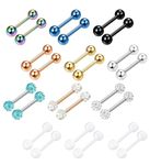 Finrezio 14G 12-18MM Stainless Steel Nipple Tongue Ring Barbell Nipplerings Body Piercing Jewelry 24PCS (12.0)