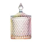 Ericotry 300m/10oz Crystal Glass Candy Jar Dishes with Lid Apothecary Jar Wedding Candy Buffet Jar Sugar Bowl Food Containers Decorative Jewelry Box for Home Kitchen (Glazed)