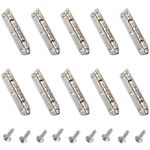 10Pcs Mini Hinges Cabinet Hinges 90 Degree Long Strip Hinge Folding Door Hinges for DIY Crafts Wooden Jewelry Box (Silver)